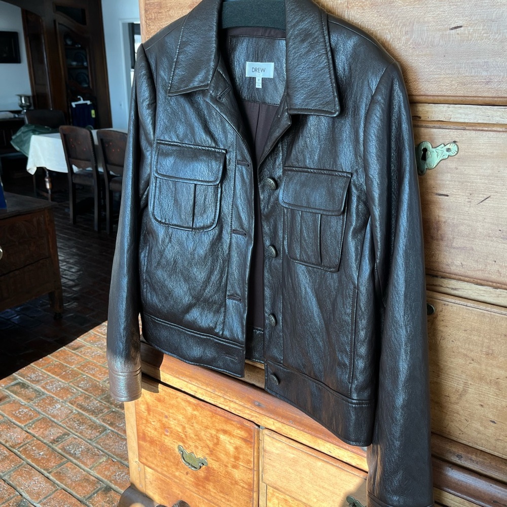 NWOT Brown DREW Odette Jacket: vegan leather